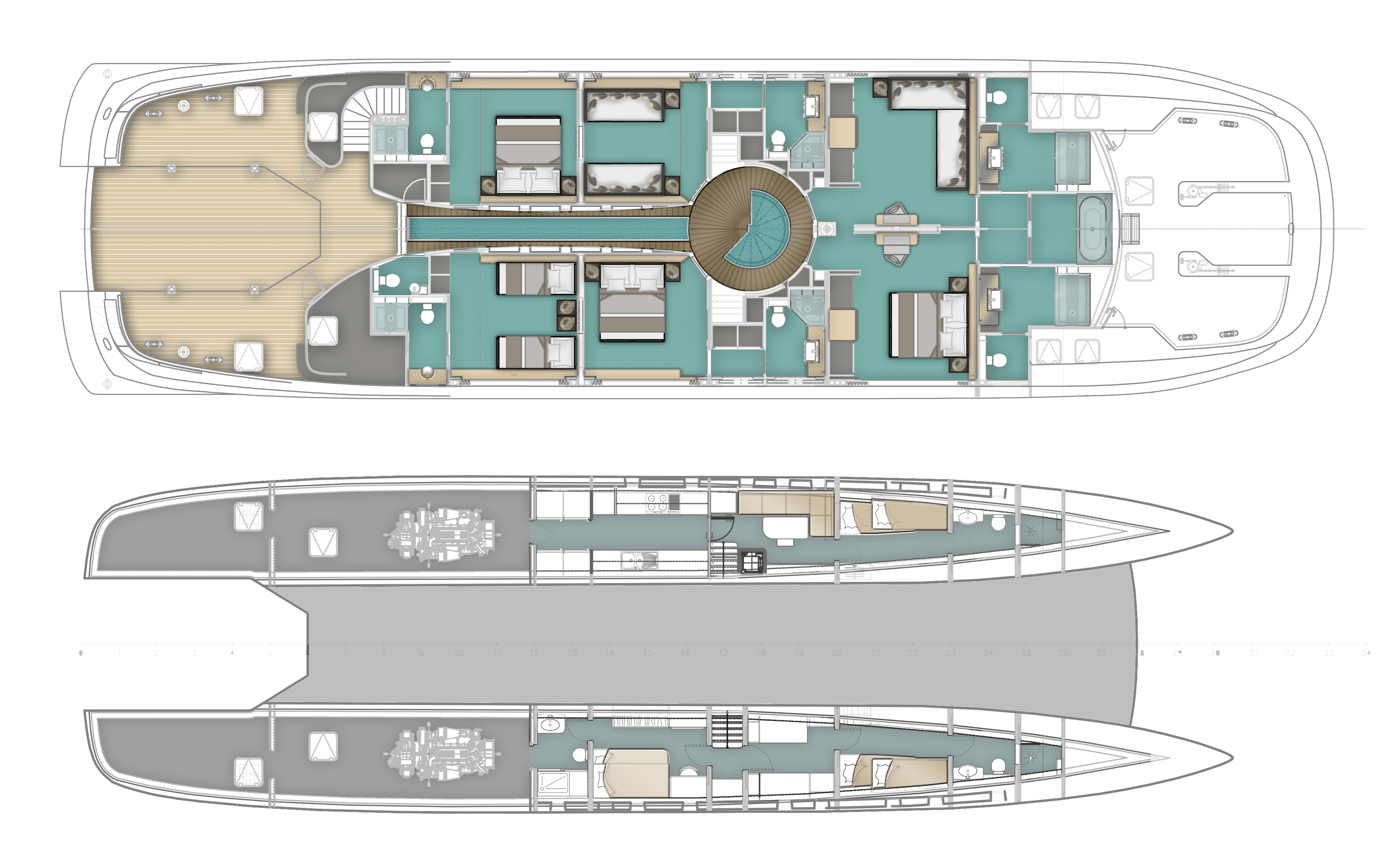 Curvelle-Quaranta-yacht-for-sale-lower decks